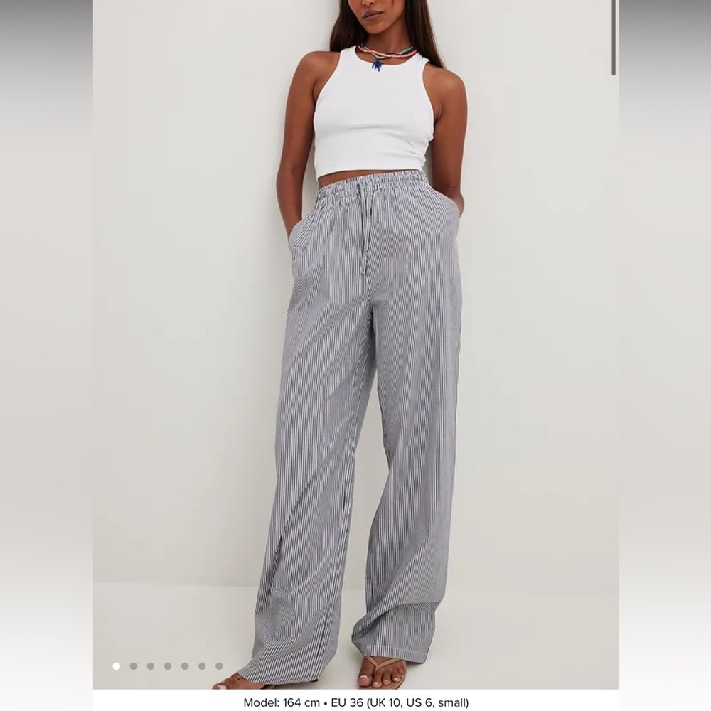 NA-KD Striped Cotton Drawstring Pants size 32/0